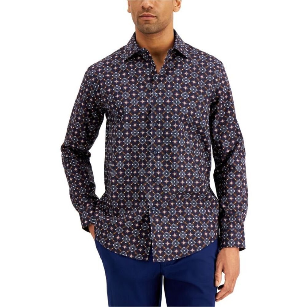 Tasso Elba Mens Apollo Medallion Button Up Shirt, NWT
